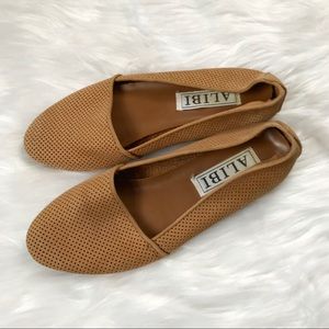 Camel Brown Perforated Almond Toe Flats